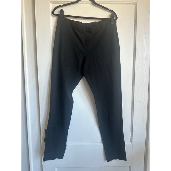Eileen Fisher Gray Black Stretch Pull-On Slim Pants Size Large - Picture 1 of 8
